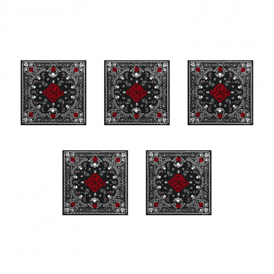 Бандана "Черепа и розы" 55 х 55 см (Набор 5 шт.)