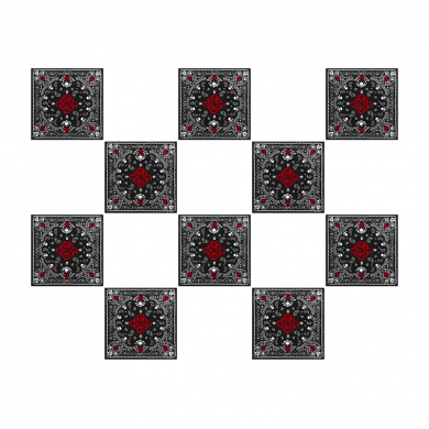 Бандана "Черепа и розы" 55 х 55 см (Набор 10 шт.)