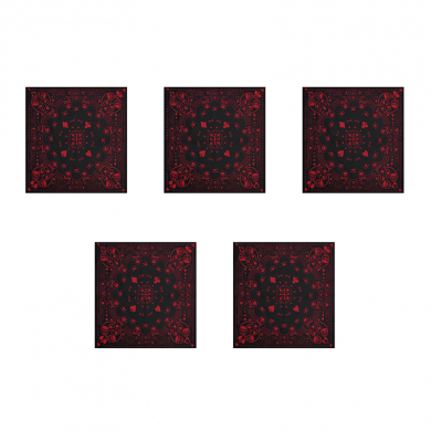 Бандана пиратская "Сокровища пирата" череп красная 55 х 55 см (Набор 5 шт.)