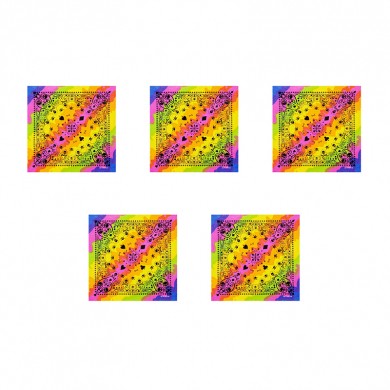 Бандана пиратская,байкера,"Сокровища пирата" разноцветная 55 х 55 см (Набор 5 шт.)