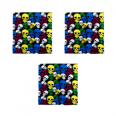 Платок бандана пиратская,байкера, рокера "Пират" Цветные черепа 55 х 55 см  (Набор 3 шт.)