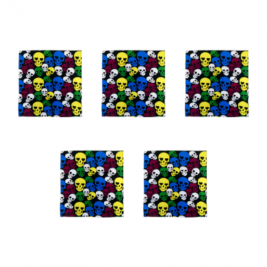 Платок бандана пиратская,байкера, рокера "Пират" Цветные черепа 55 х 55 см  (Набор 5 шт.)