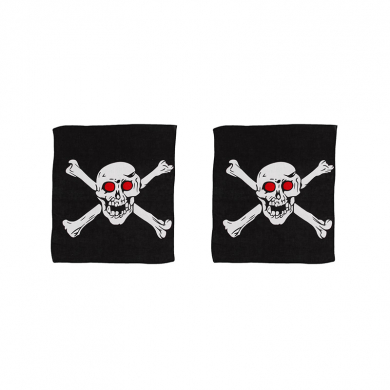 Бандана байкера "Пиратский Череп Веселый Роджер" черно бело красная байкерская 55 х 55 см (Набор 2 шт.)