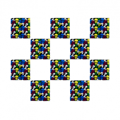 Платок бандана пиратская,байкера, рокера "Пират" Цветные черепа 55 х 55 см (Набор 10 шт.)