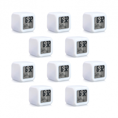 Часы-будильник метеостанция с переливающейся подсветкой "Хамелеон" (Набор 10 шт.)