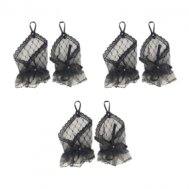 Перчатки женские взрослые кружевные "Гэтсби короткие ажурные" гипюр черные, 2 шт. (Набор 3 пары)