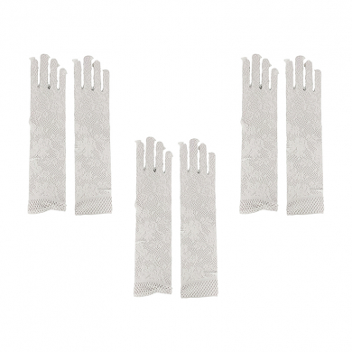 Перчатки женские взрослые кружевные "Гэтсби длинные ажурные" гипюр белые, 2 шт. (Набор 3 пары)