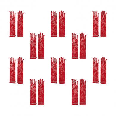 Перчатки женские взрослые кружевные "Гэтсби длинные ажурные" гипюр крансые, 2 шт. (Набор 10 пар)