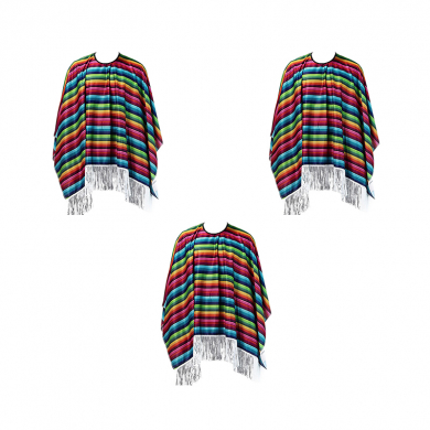 Мексиканское пончо, радужные полоски (Набор 3 шт.)