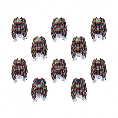 Мексиканское пончо, радужные полоски (Набор 10 шт.)