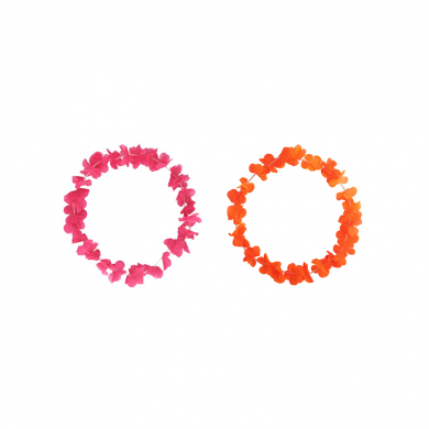 Гавайское ожерелье "Цветочки" (цвет розовый, оранжевый) (Набор 2 шт.)