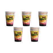 Стакан бумажный одноразовый на Хэллоуин "Черный замок Halloween" оранжевый (Набор 30 шт.)