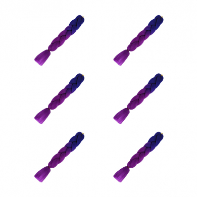 Канекалон коса 60 см, омбре из синего в фиолетовый (Набор 6 шт.)