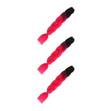 Канекалон коса 60 см, омбре из черного в ярко-розовый (Набор 3 шт.)