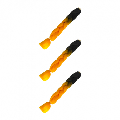 Канекалон коса 60 см, омбре из черного в оранжевый (Набор 3 шт.)