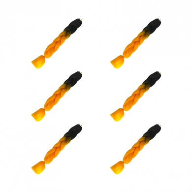 Канекалон коса 60 см, омбре из черного в оранжевый (Набор 6 шт.)