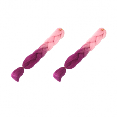 Канекалон коса 60 см, омбре цвет из нежно-розового в фиолетовый (Набор 2 шт.)