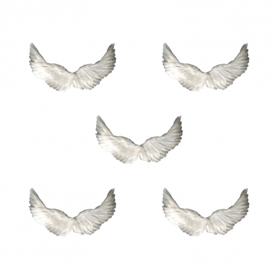 Крылья ангела белые перьевые карнавальные большие 60х35см, на Хэллоуин и Новый год (5 пар в наборе)