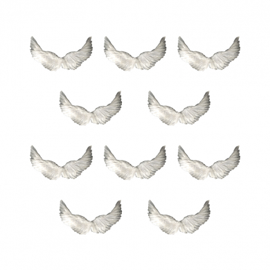 Крылья ангела белые перьевые карнавальные большие 60х35см, на Хэллоуин и Новый год (10 пар в наборе)