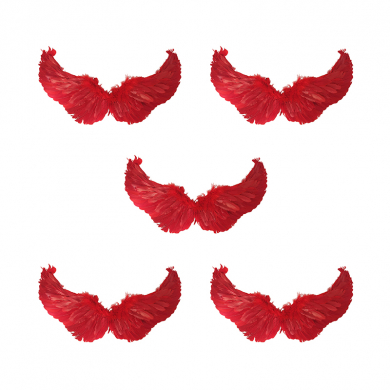 Крылья ангела красные перьевые карнавальные большие 60х35см, на Хэллоуин и Новый год (5 пар в наборе)