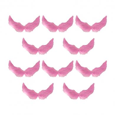 Крылья ангела розовые перьевые карнавальные большие 60х35см, на Хэллоуин и Новый год (10 пар в наборе)