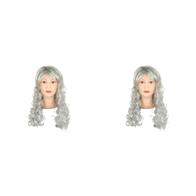 Парик карнавальный длинный кудрявый 60см цвет пепельный (Набор 2 шт.)