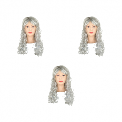 Парик карнавальный длинный кудрявый 60см цвет пепельный (Набор 3 шт.)