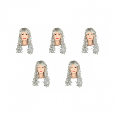 Парик карнавальный длинный кудрявый 60см цвет пепельный (Набор 5 шт.)