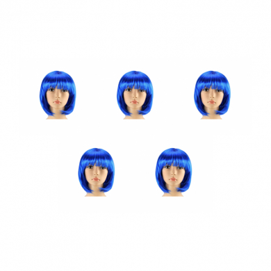 Парик карнавальный Каре синее (Набор 5 шт.)