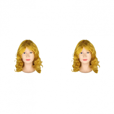 Парик карнавальный волнистый, средний, цвет темный блонд (Набор 2 шт.)