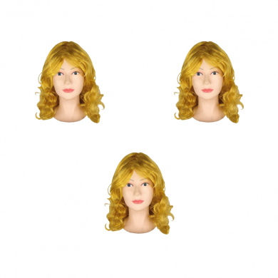 Парик карнавальный волнистый, средний, цвет темный блонд (Набор 3 шт.)