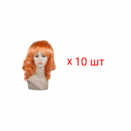 Парик карнавальный волнистый, средний, цвет оранжевый (Набор 10 шт.)