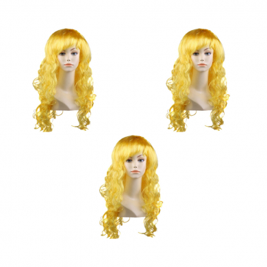 Парик карнавальный, длинный, кудрявый, 60см, цвет желтый (Набор 3 шт.)