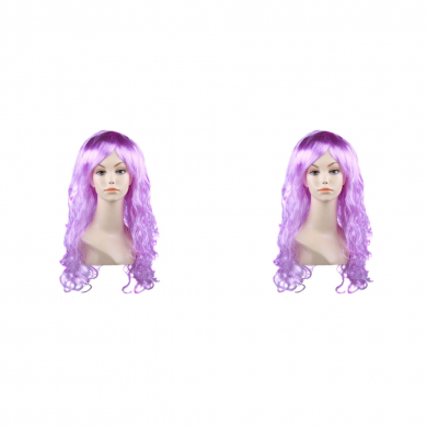 Парик карнавальный длинный кудрявый, 60см, цвет сиреневый (Набор 2 шт.)