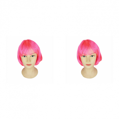 Парик карнавальный Каре розовое, 30 см (Набор 2 шт.)