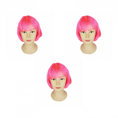 Парик карнавальный Каре розовое, 30 см (Набор 3 шт.)