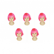 Парик карнавальный Каре розовое, 30 см (Набор 5 шт.)