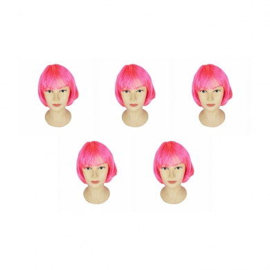 Парик карнавальный Каре розовое, 30 см (Набор 5 шт.)