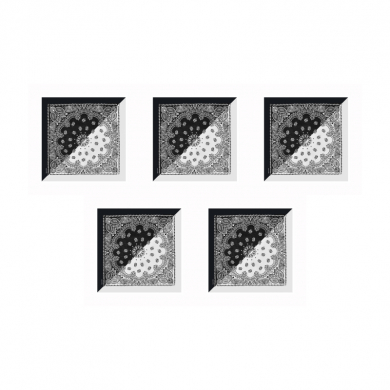 Бандана, повязка на голову, хлопковая с узорами два цвета черный, белый, 55 х 55 см (Набор 5 шт.)