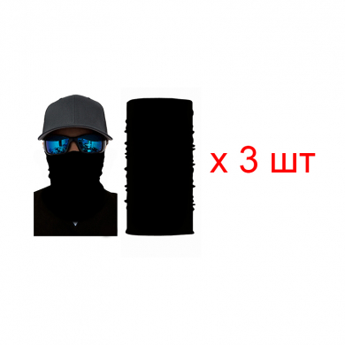 Бандана труба (бафф), цвет черный (Набор 3 шт.)
