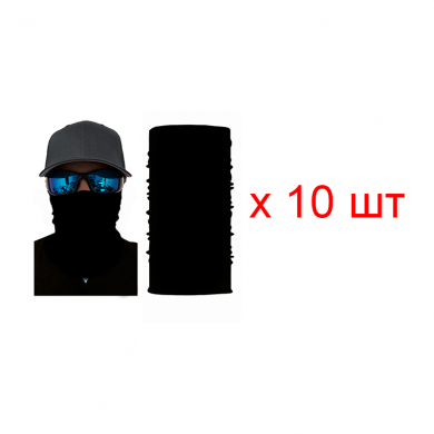 Бандана труба (бафф), цвет черный (Набор 10 шт.)