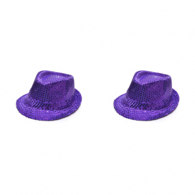 Карнавальная шляпа блестящая с пайетками "Диско", цвет фиолетовый (Набор 2 шт.)