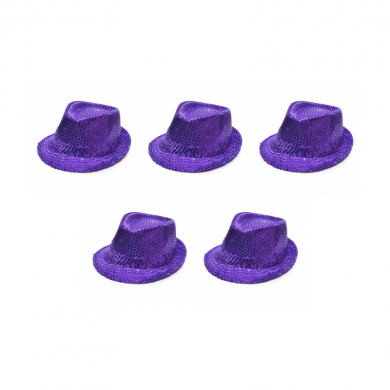 Карнавальная шляпа блестящая с пайетками "Диско", цвет фиолетовый (Набор 5 шт.)