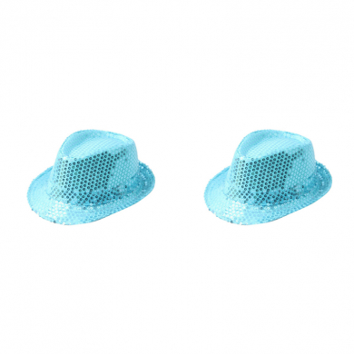Карнавальная шляпа блестящая с пайетками "Диско", цвет голубой (Набор 2 шт.)