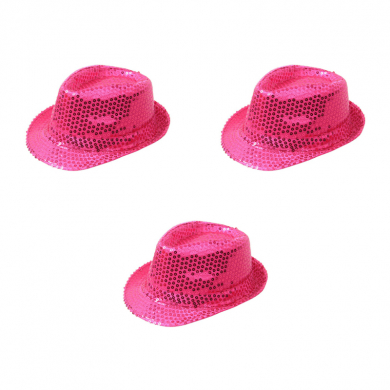 Карнавальная шляпа блестящая с пайетками "Диско", цвет розовый (Набор 3 шт.)