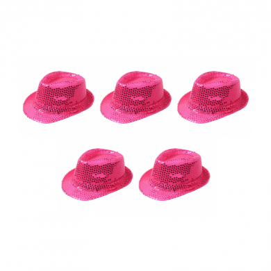 Карнавальная шляпа блестящая с пайетками "Диско", цвет розовый (Набор 5 шт.)
