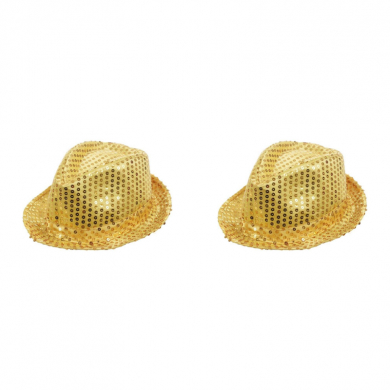 Карнавальная шляпа блестящая с пайетками "Диско", цвет золотой (Набор 2 шт.)
