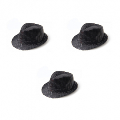 Карнавальная шляпа блестящая с пайетками "Диско", цвет черный (Набор 3 шт.)