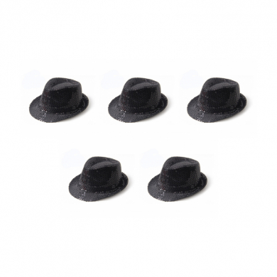 Карнавальная шляпа блестящая с пайетками "Диско", цвет черный (Набор 5 шт.)