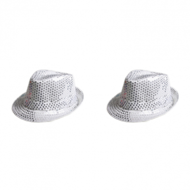 Карнавальная шляпа блестящая с пайетками "Диско", цвет белый (Набор 2 шт.)